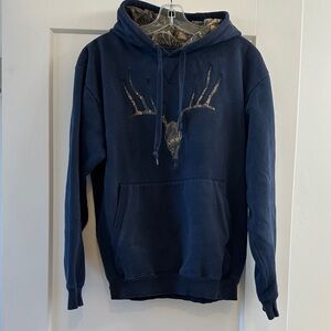 Cabela's Navy Blue Hoodie with Antler Design